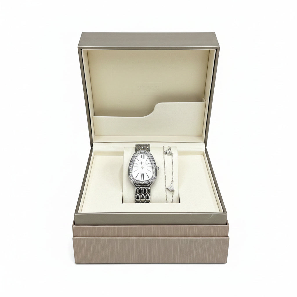 Bvlgari Serpenti Seduttori Watch & Necklace Gift Set – Silver