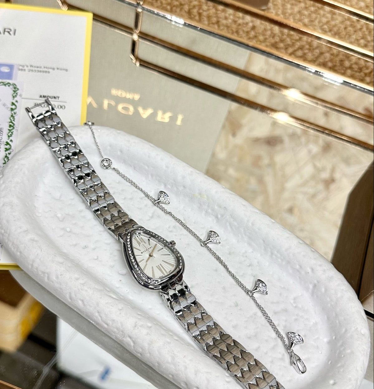 Bvlgari Serpenti Seduttori Watch & Necklace Gift Set – Silver