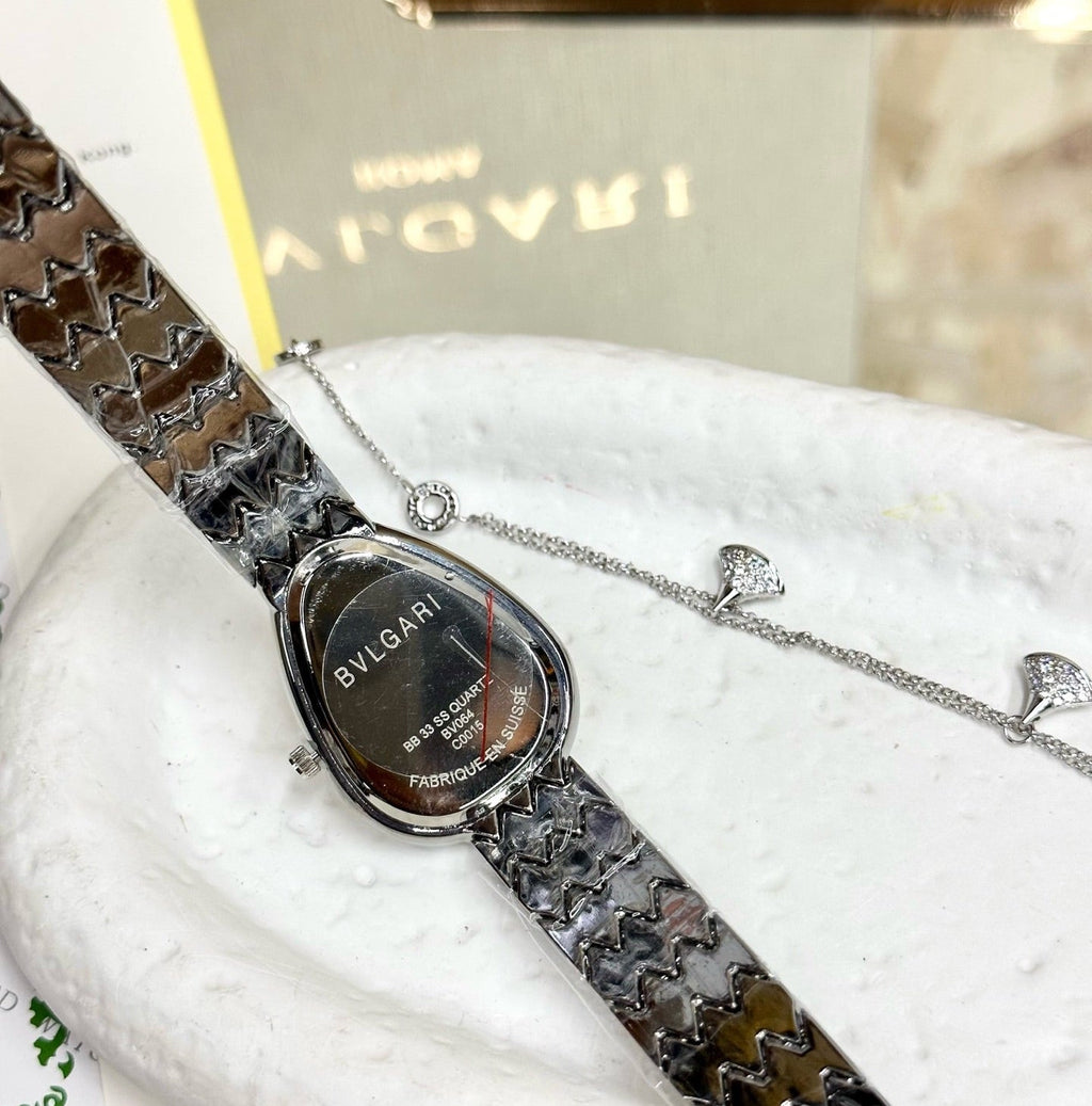 Bvlgari Serpenti Seduttori Watch & Necklace Gift Set – Silver