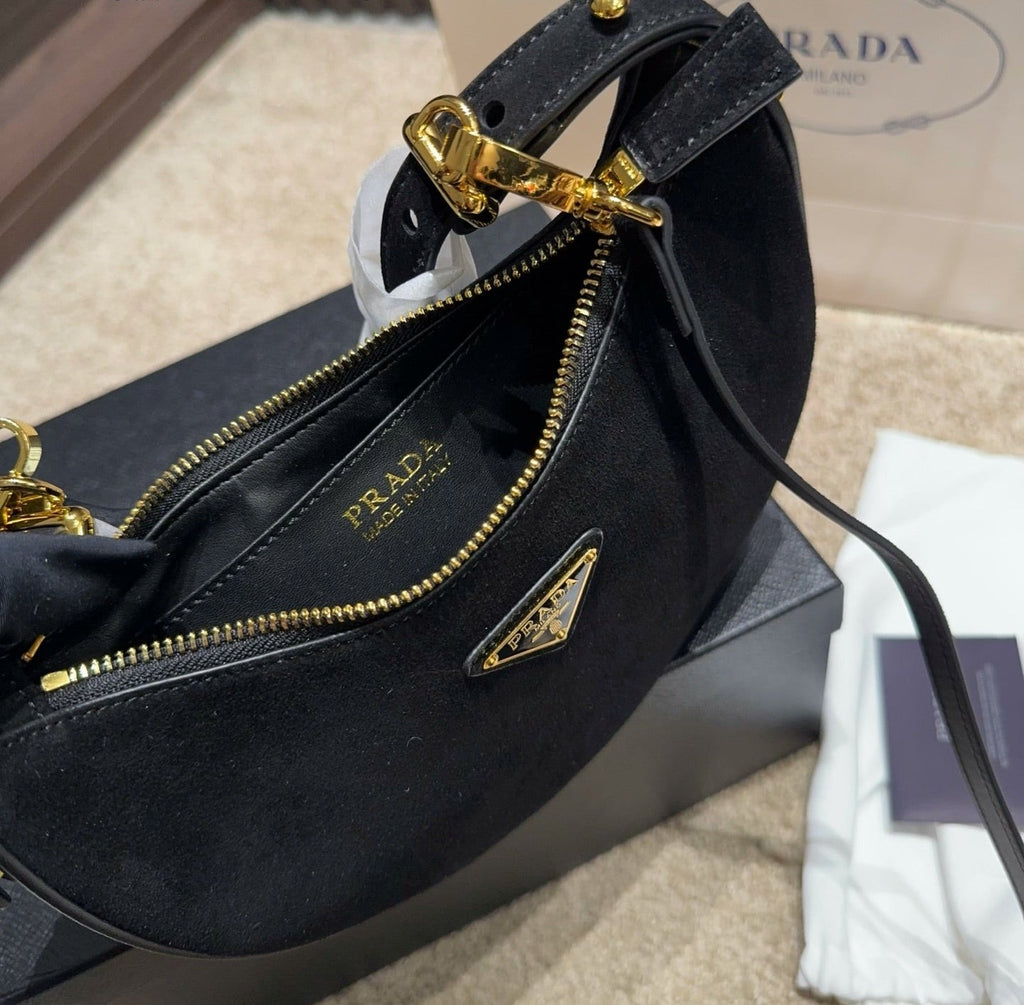 Prada Arqué Re-Nylon Mini Hobo Bag – Black