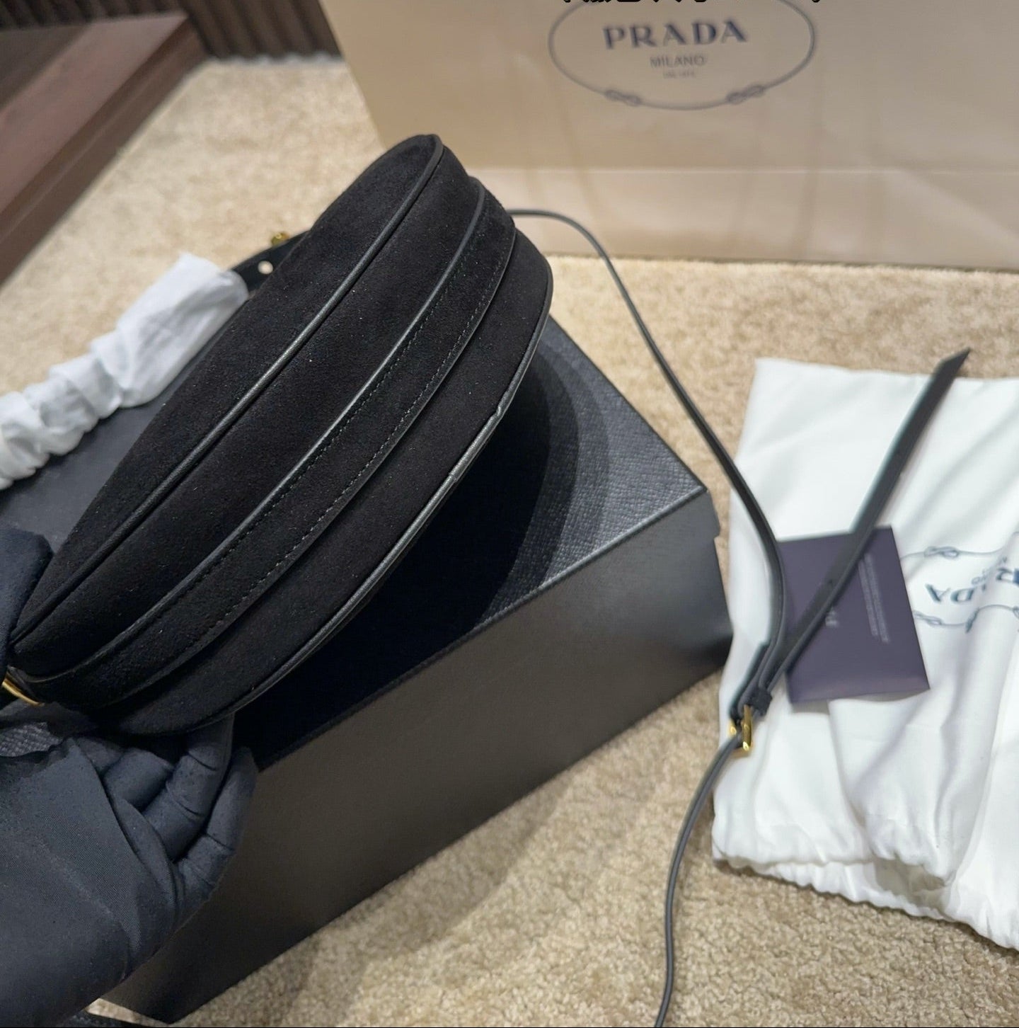 Prada Arqué Re-Nylon Mini Hobo Bag – Black