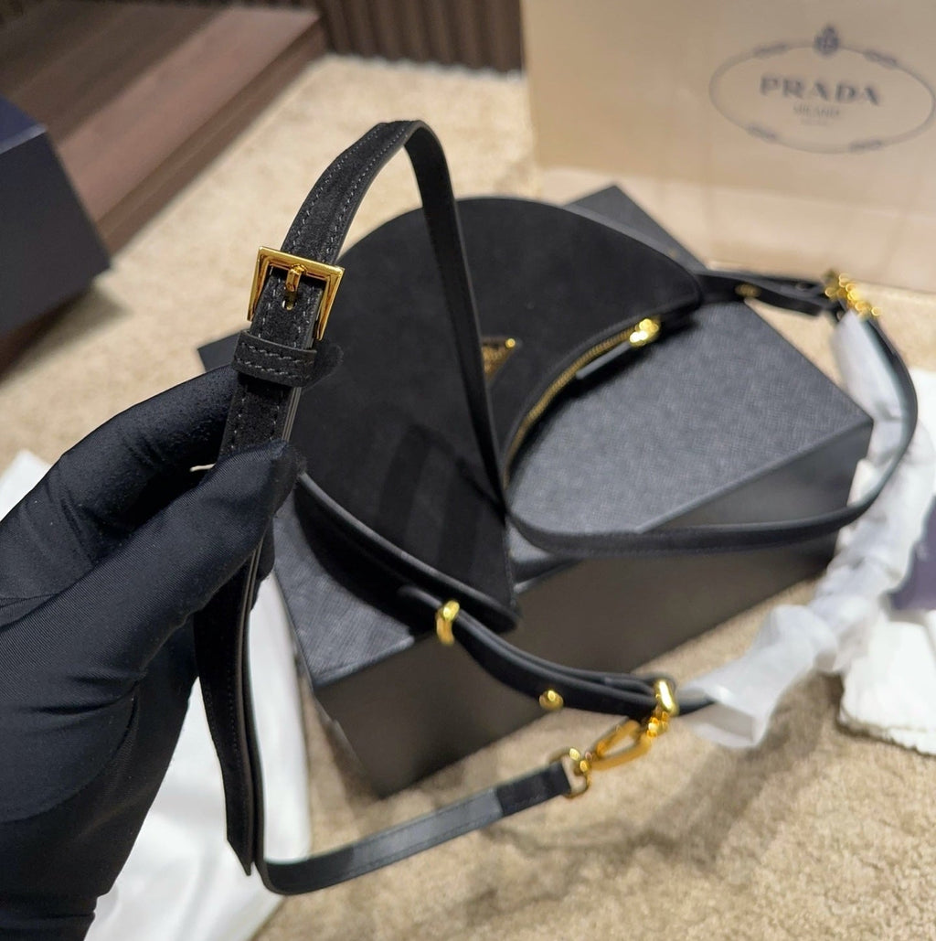 Prada Arqué Re-Nylon Mini Hobo Bag – Black