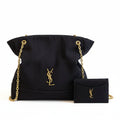 Saint Laurent YSL Quilted Tote Bag with Card Holder – Black