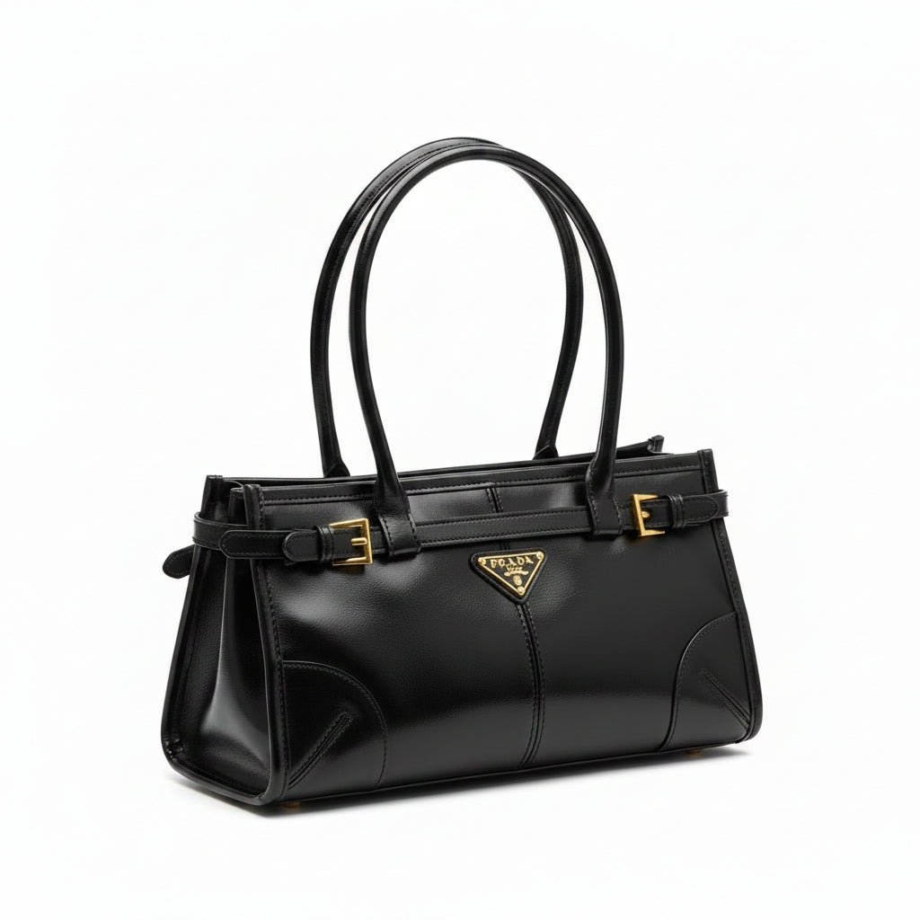 Prada Brushed Leather Top-Handle Bag – Black