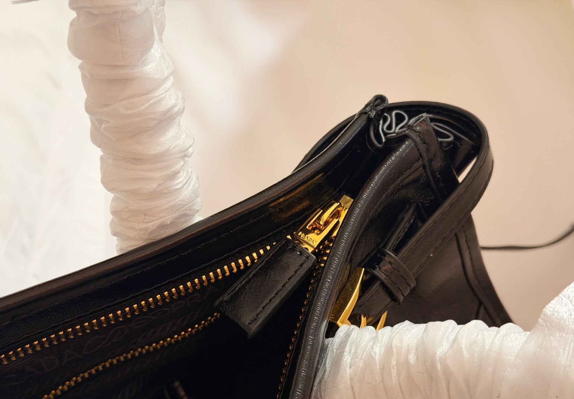 Prada Brushed Leather Top-Handle Bag – Black