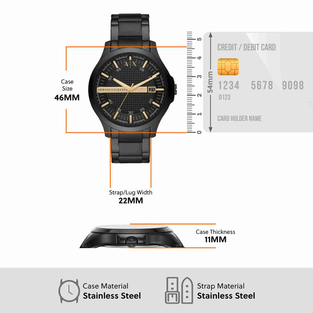 Armani Exchange Hampton AX2413 Herren-Chronograph – Schwarzes Zifferblatt mit schwarzem Edelstahlarmband