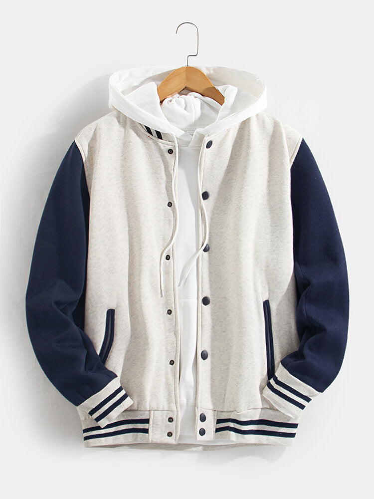 Contrast Baseball Jacket Without Hoodie