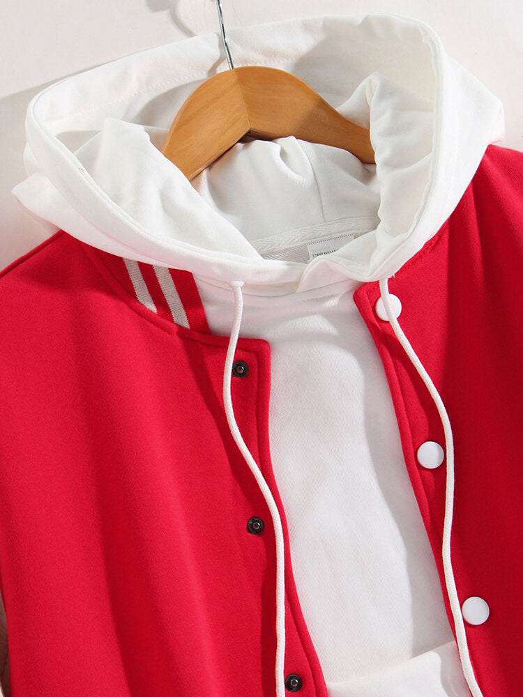 Contrast Baseball Jacket Without Hoodie