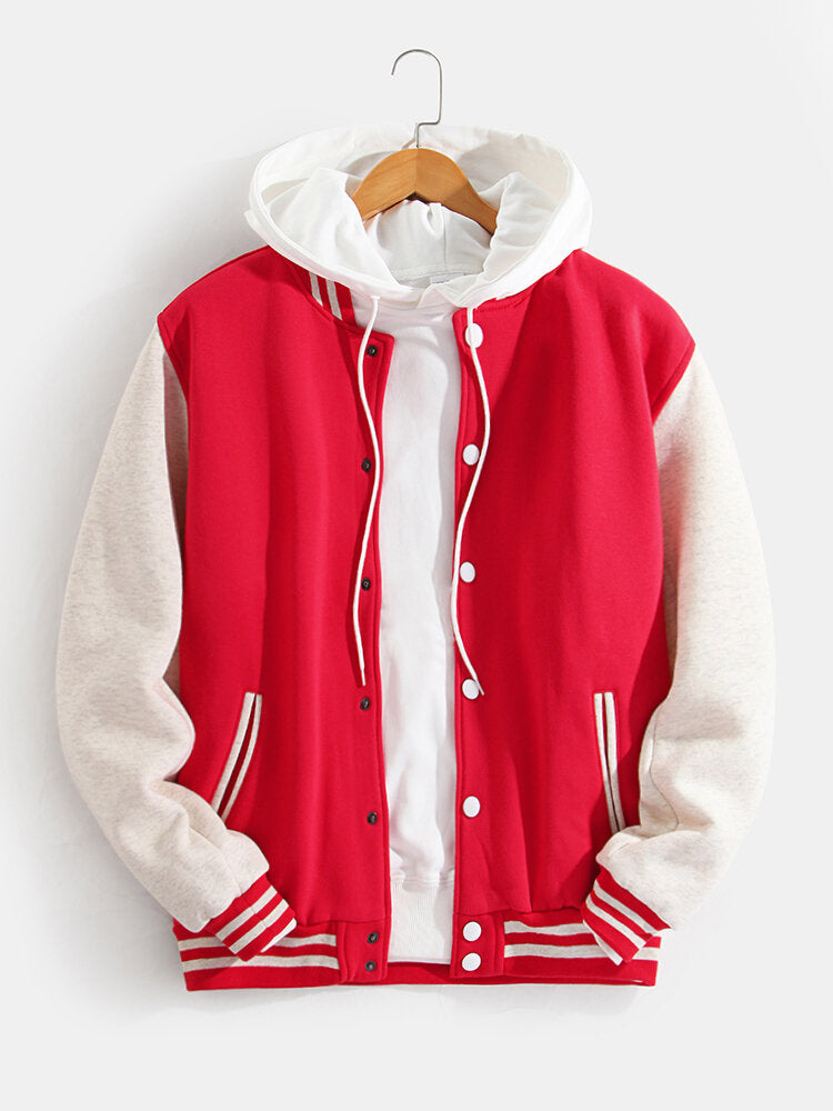 Contrast Baseball Jacket Without Hoodie
