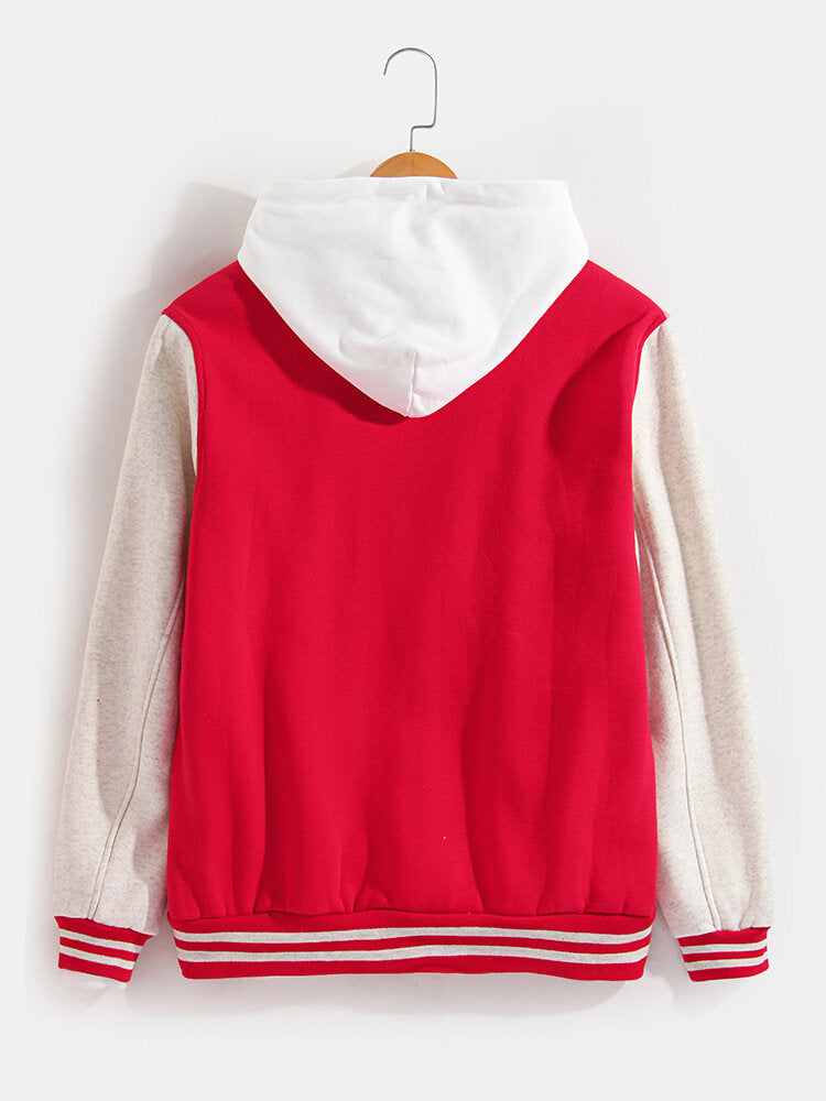 Contrast Baseball Jacket Without Hoodie