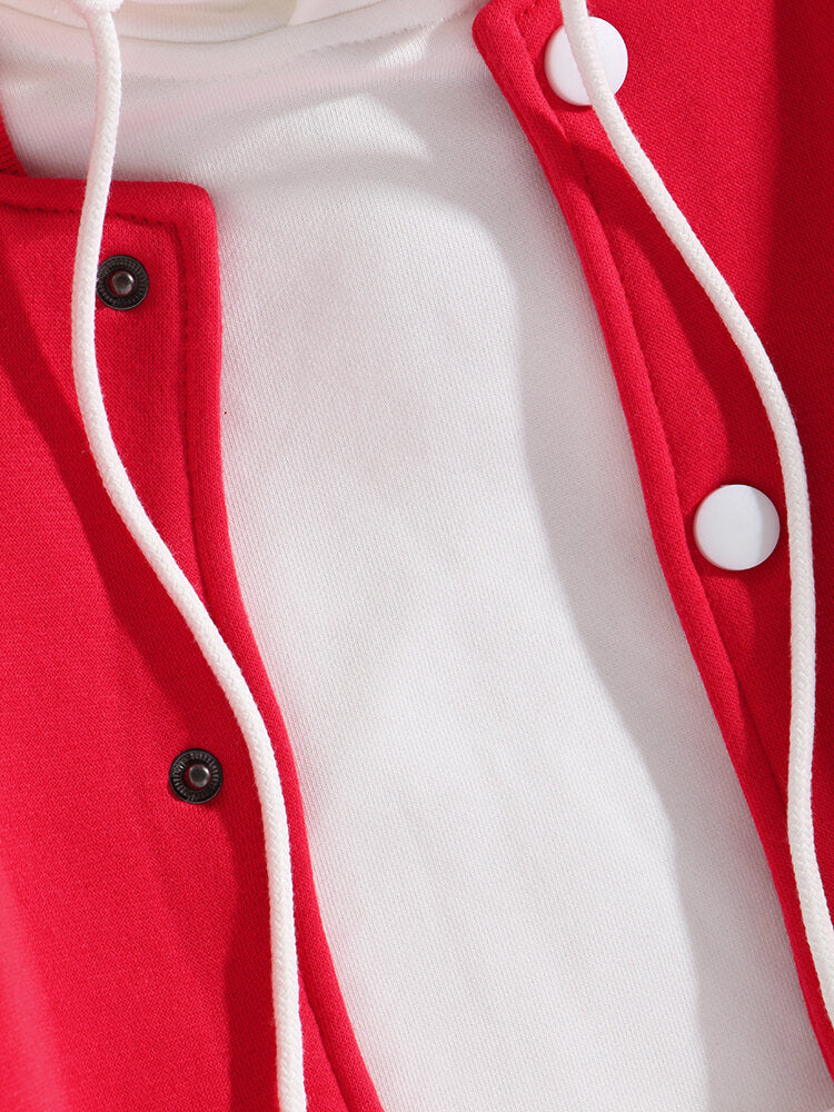 Contrast Baseball Jacket Without Hoodie