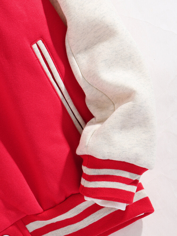 Contrast Baseball Jacket Without Hoodie