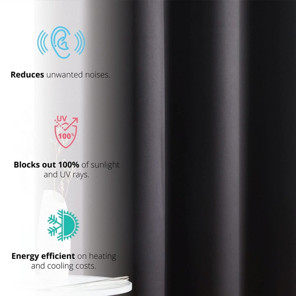 Thd Lawrence 100% Full Blackout Thermal Insulated Energy-Saving Grommet Curtain Panels (Set of 2)
