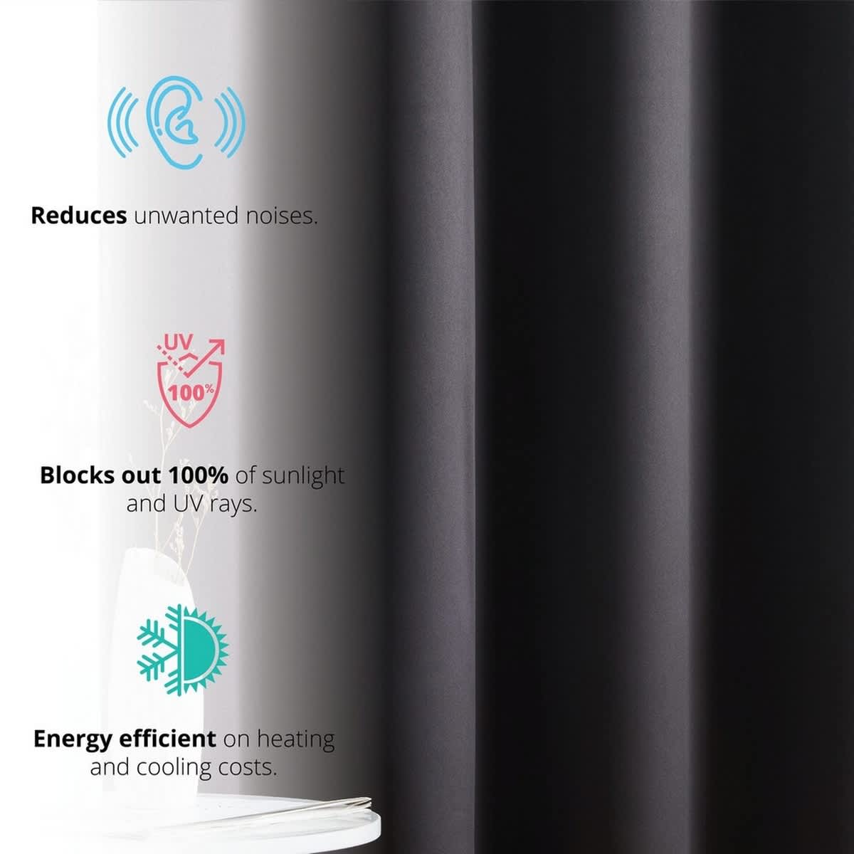 Thd Lawrence 100% Full Blackout Thermal Insulated Energy-Saving Grommet Curtain Panels (Set of 2)