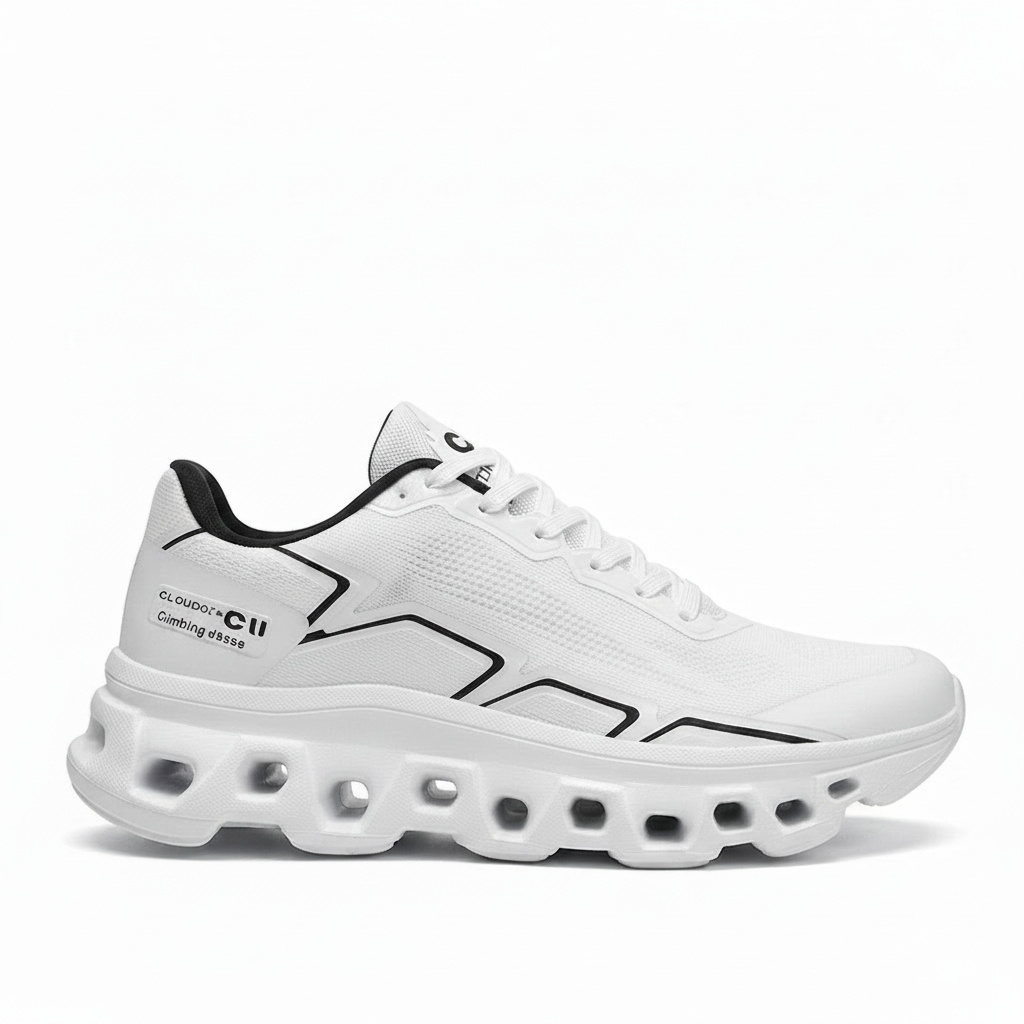 Men's Mesh Tech Trainers – White and Black