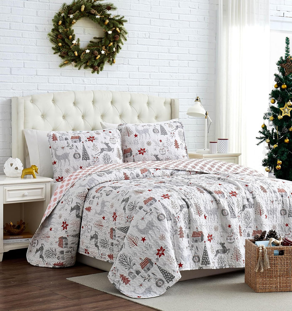 Southshore Fine Linens Holly Jolly Lane Quilt Set