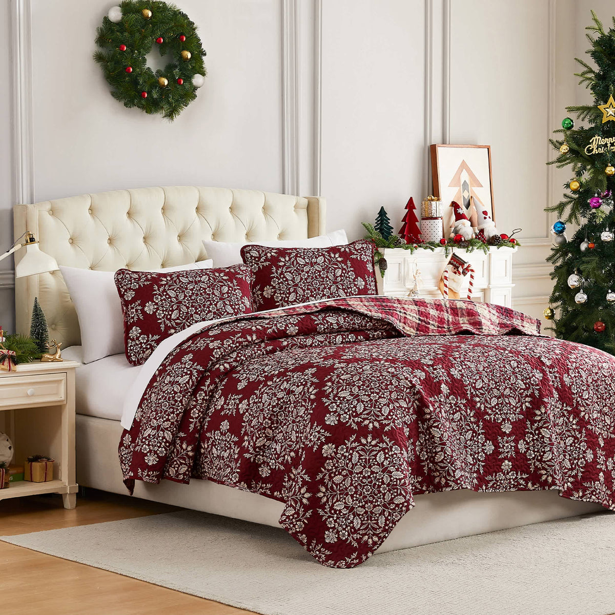 Southshore Fine Linens Christmas Carol Oversized Quilt Set