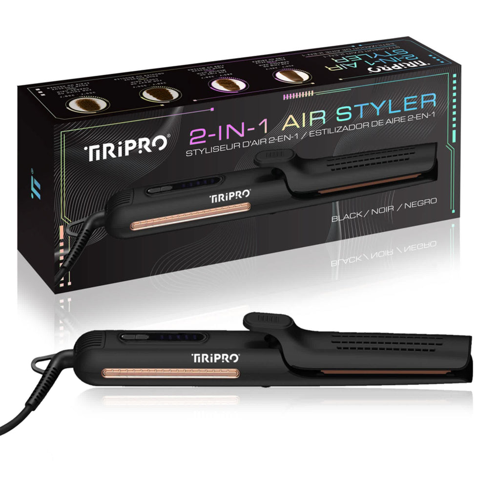 TIRI-PRO - 2-in-1 Air Styler Flat Iron & Curling Tool with Infrared Heat & Tourmaline Plates