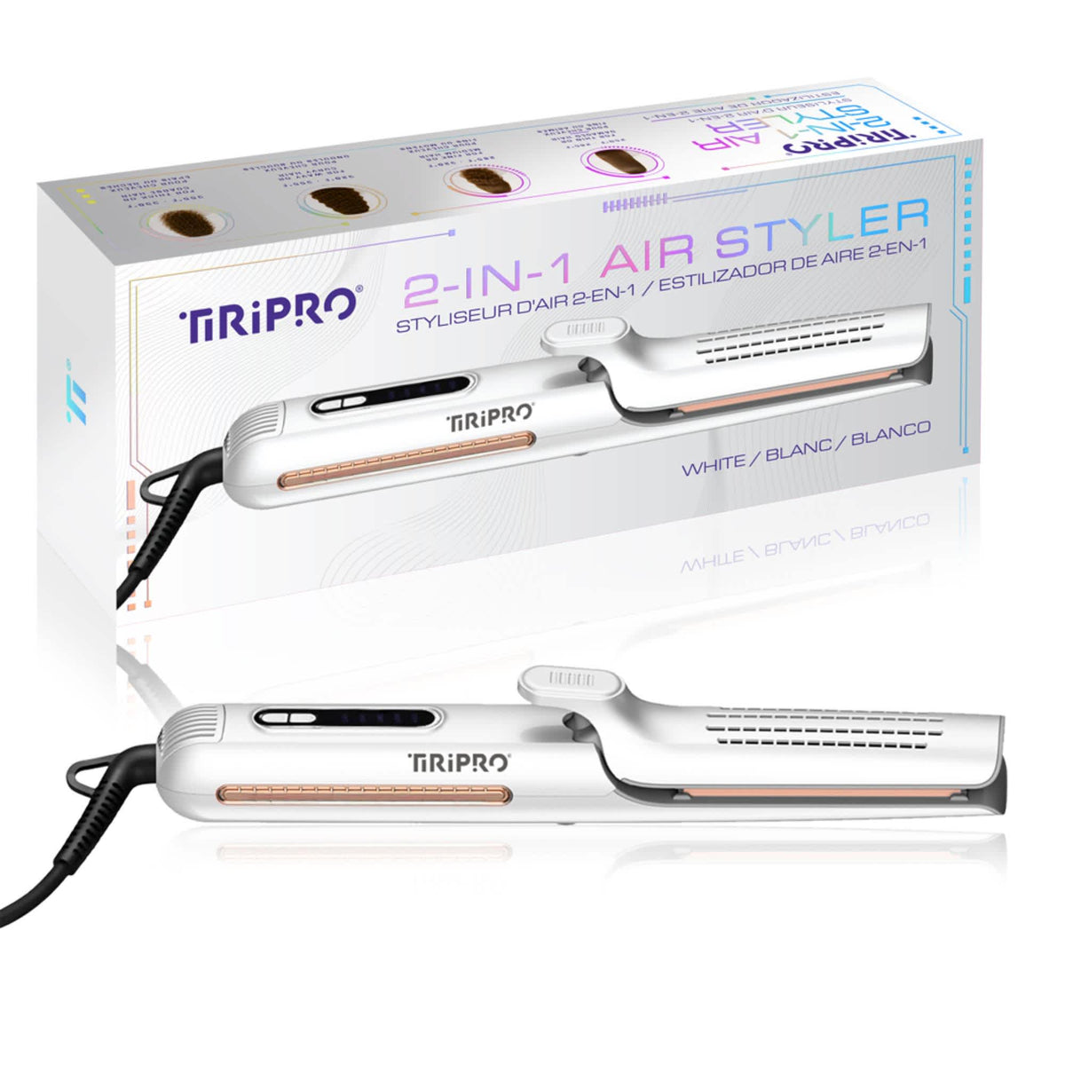 TIRI-PRO - 2-in-1 Air Styler Flat Iron & Curling Tool with Infrared Heat & Tourmaline Plates