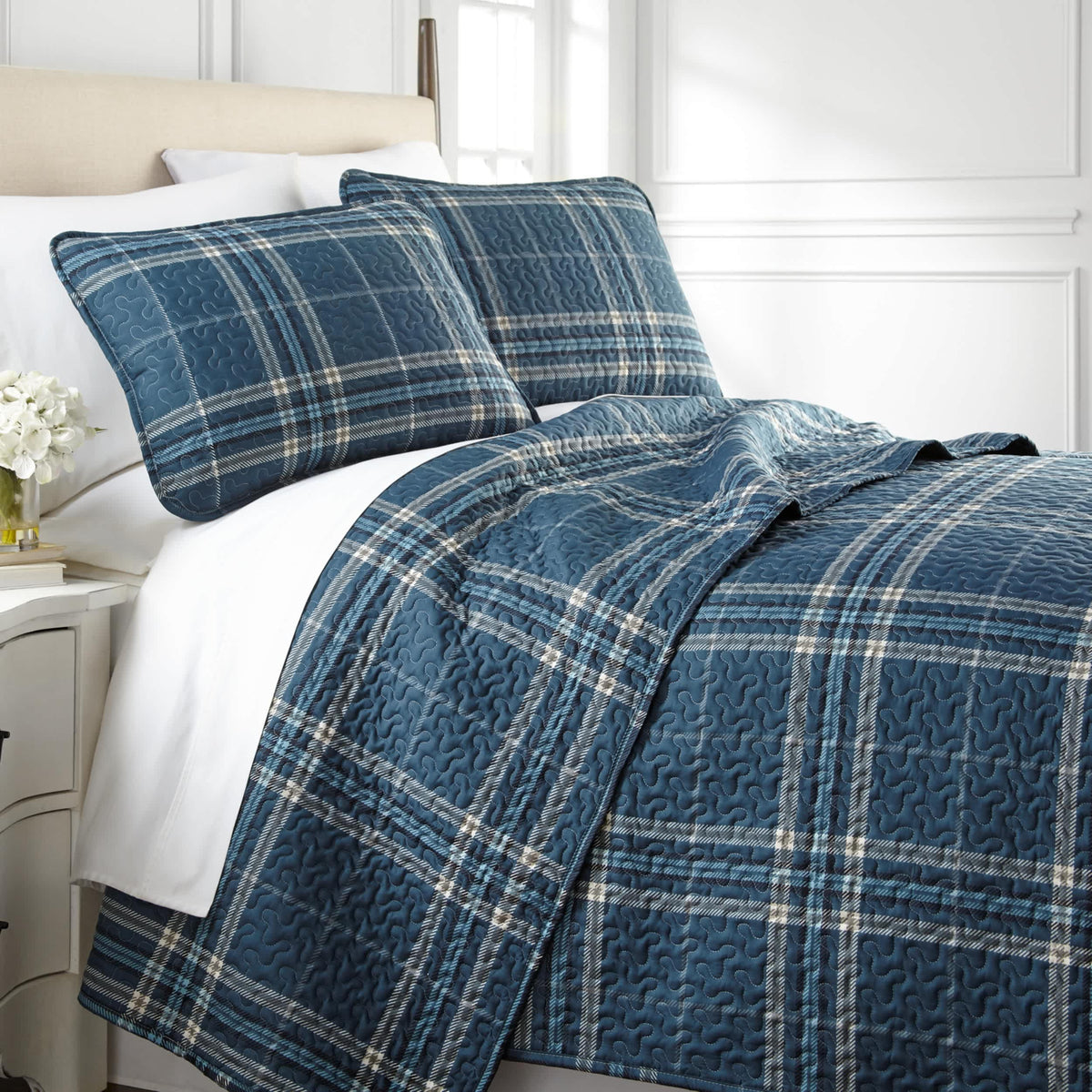 Southshore Fine Linens Vilano Plaid Quilt Set