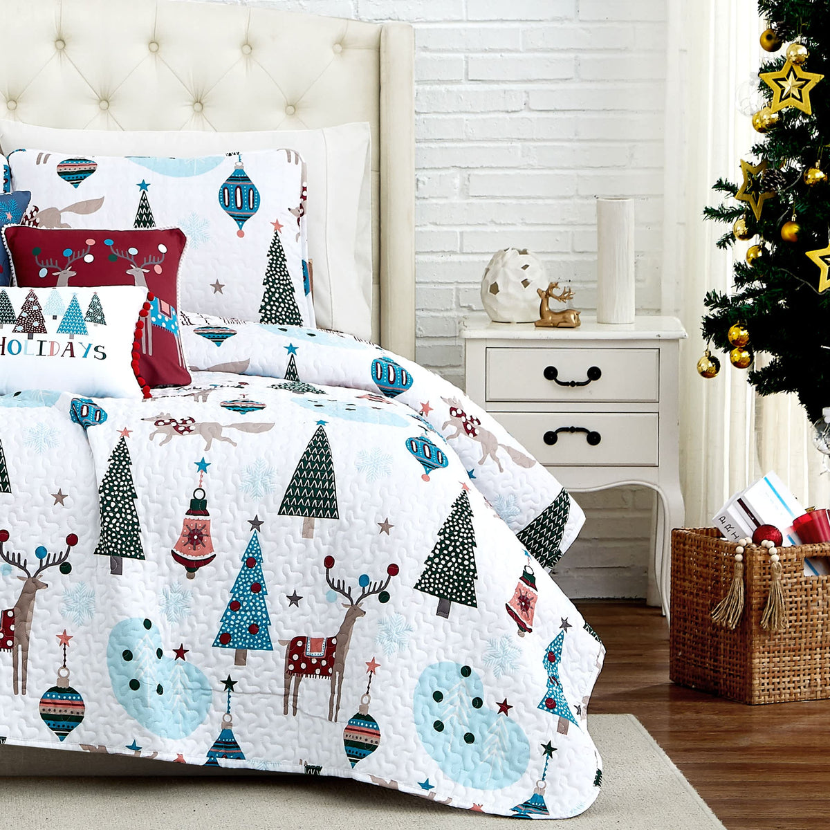 Southshore Fine Linens Winter Woodland 6PC Quilt Set