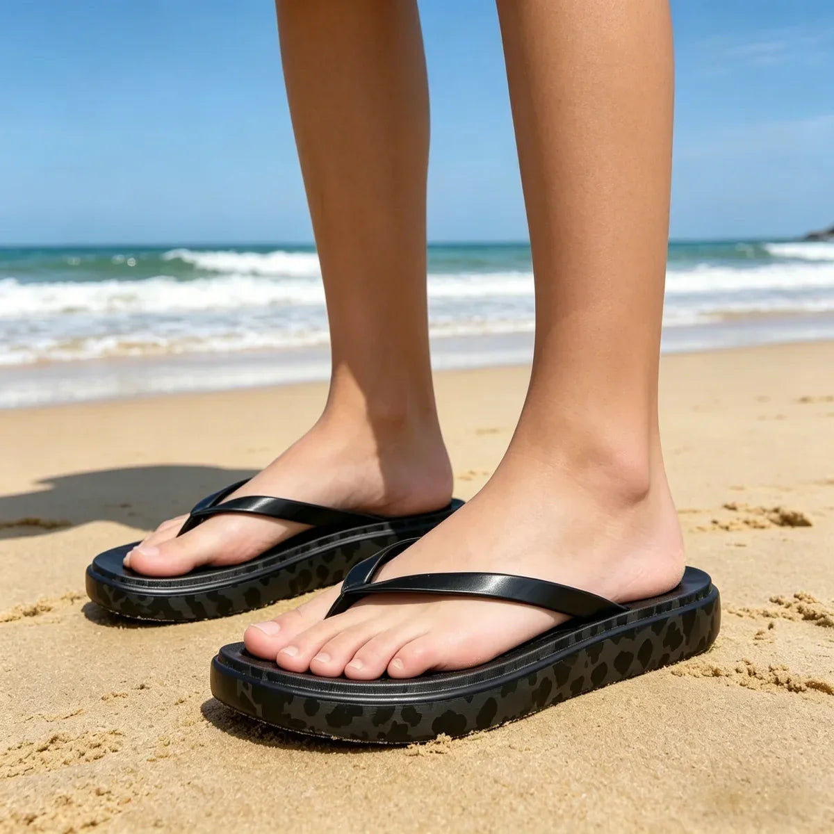 Women’s Trendy Leopard Print Platform Flip-Flops