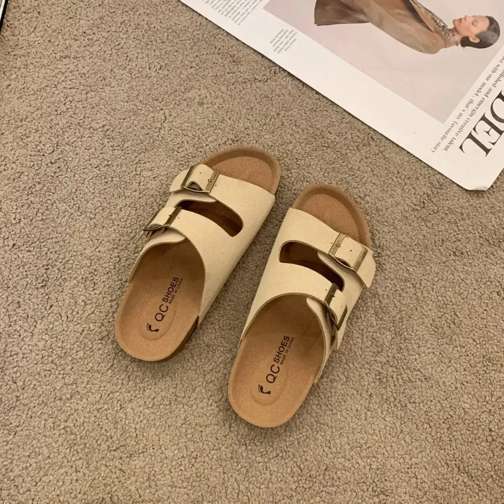 Women’s Adjustable Double Buckle Cork Footbed Sandals