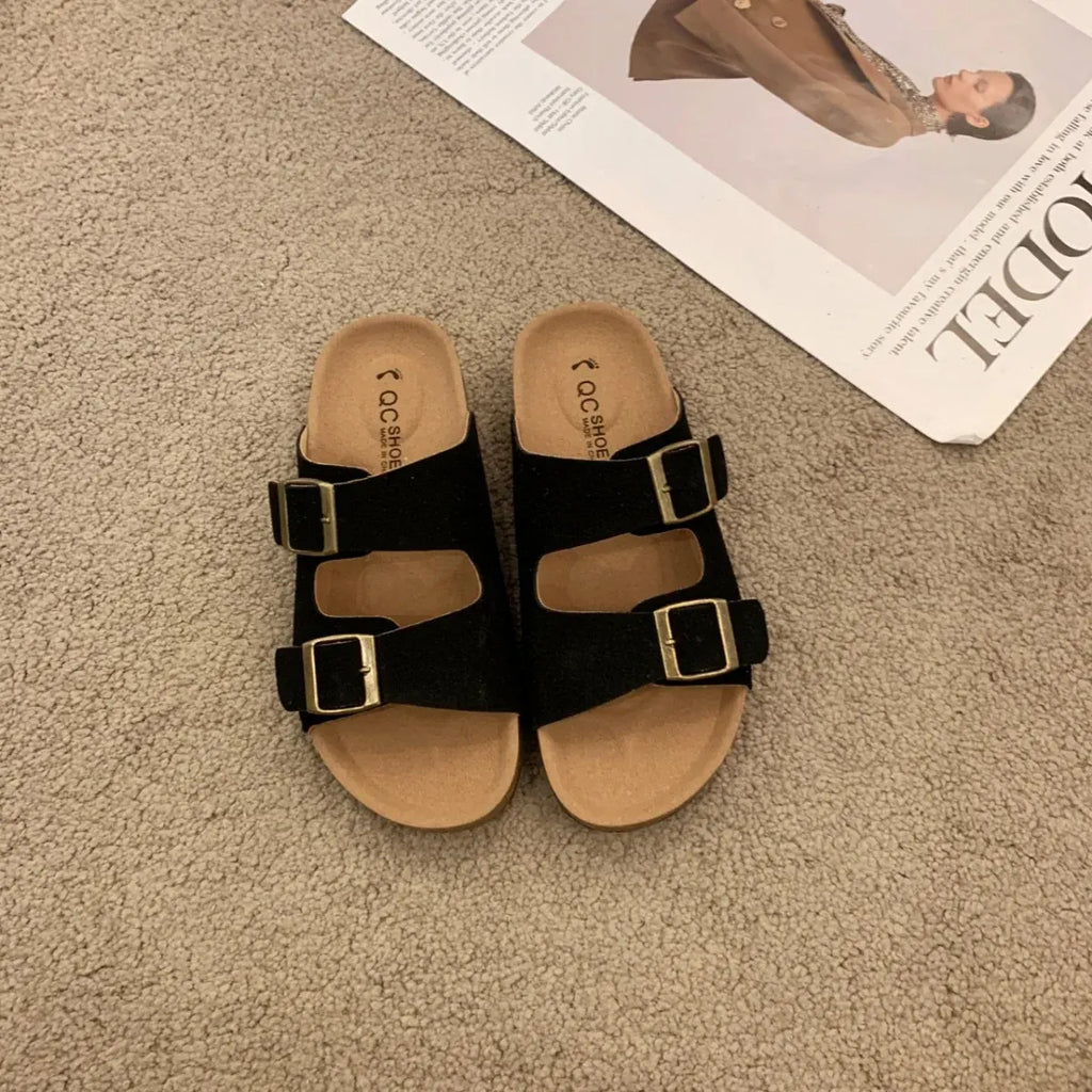 Women’s Adjustable Double Buckle Cork Footbed Sandals