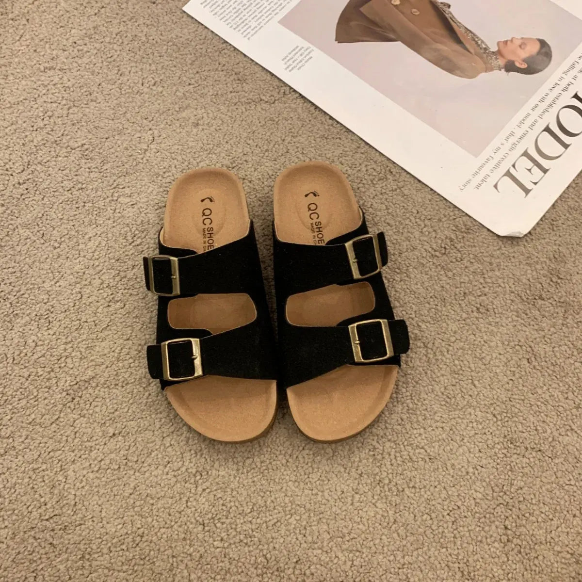 Women’s Adjustable Double Buckle Cork Footbed Sandals