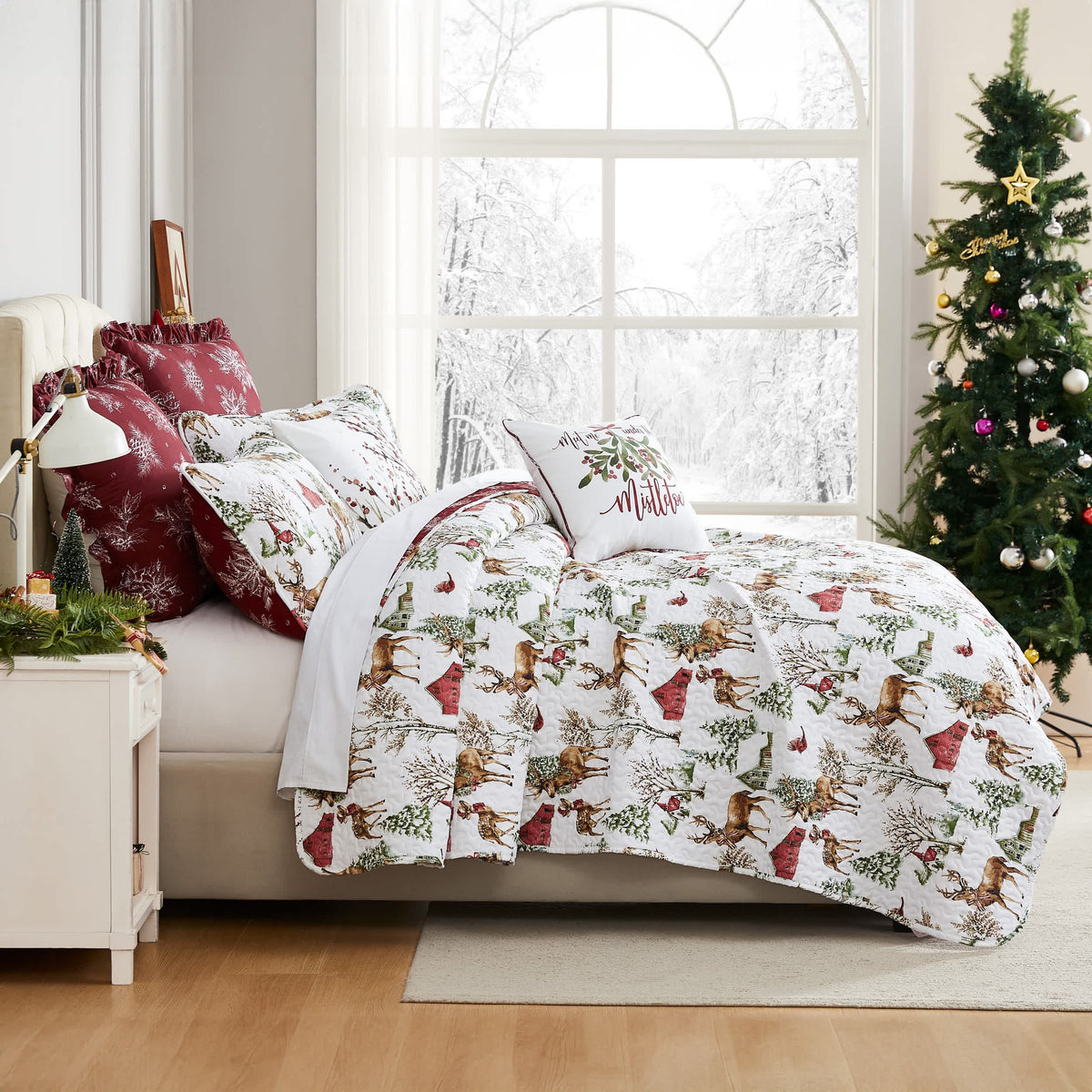 Southshore Fine Linens White Christmas 7-Piece Comforter Bedding Set