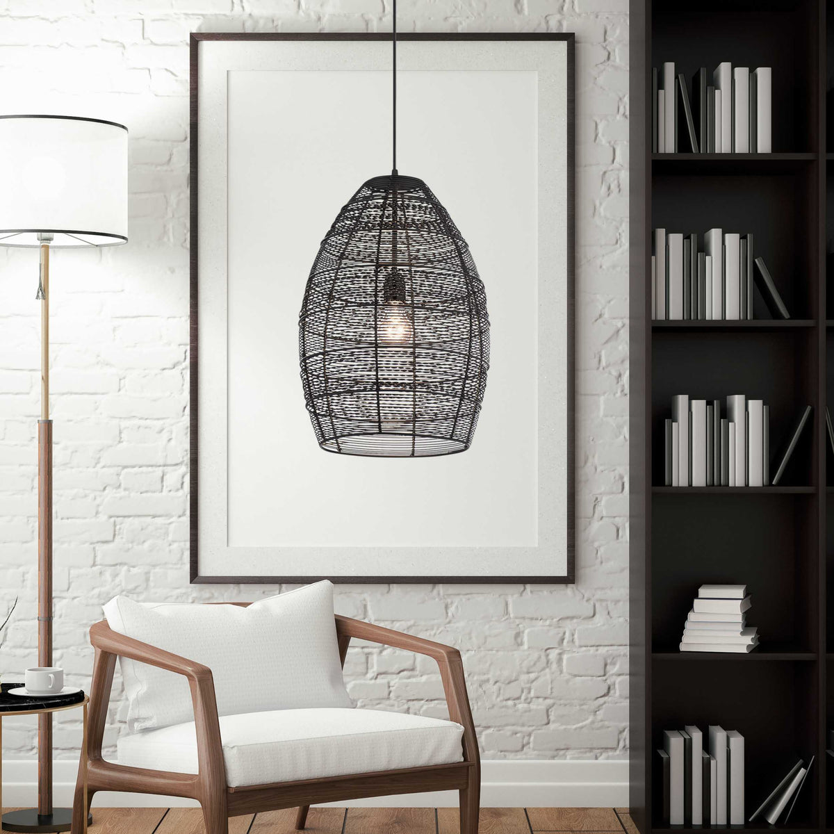 River of Goods Pendant, Hanging Black Wire
