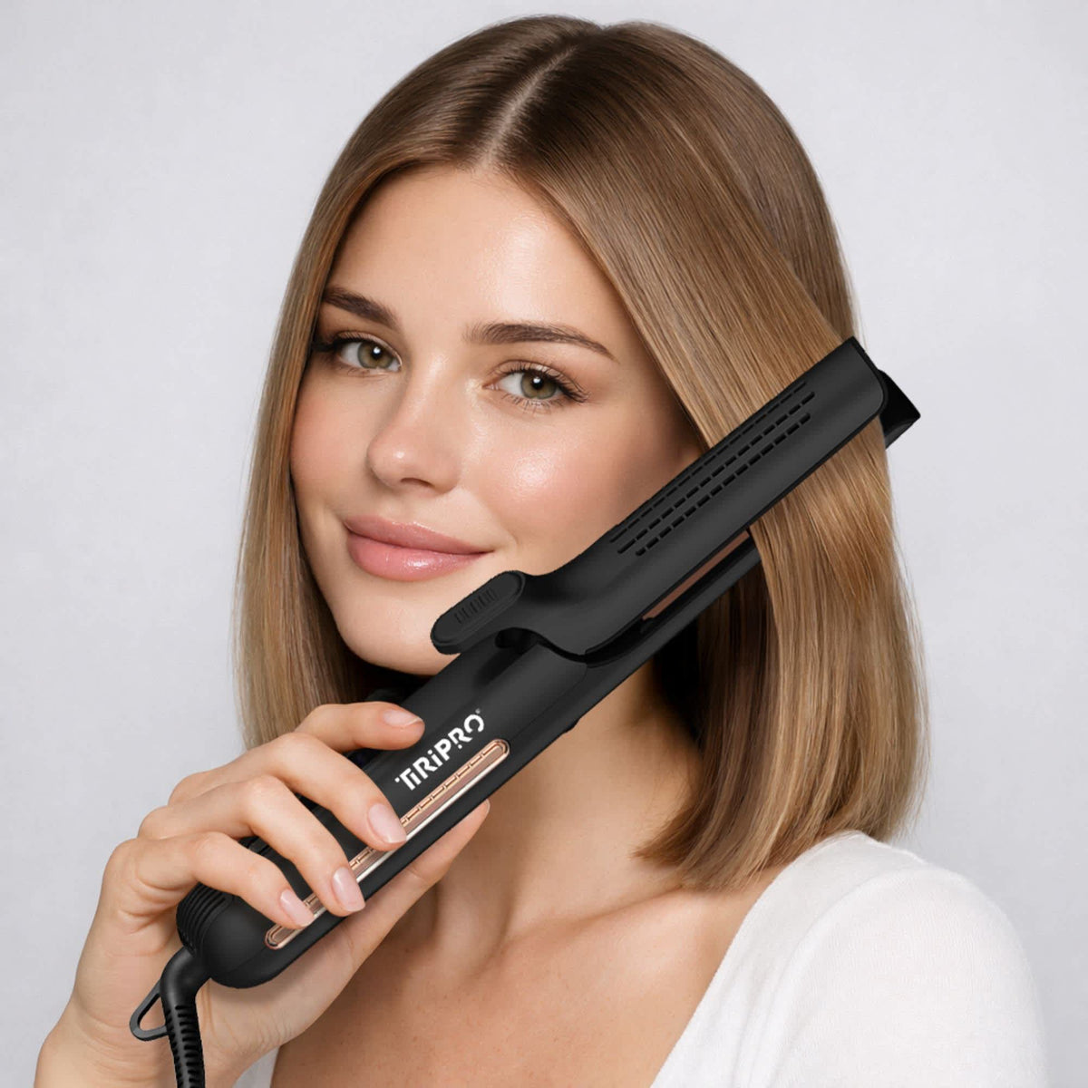 TIRI-PRO - 2-in-1 Air Styler Flat Iron & Curling Tool with Infrared Heat & Tourmaline Plates