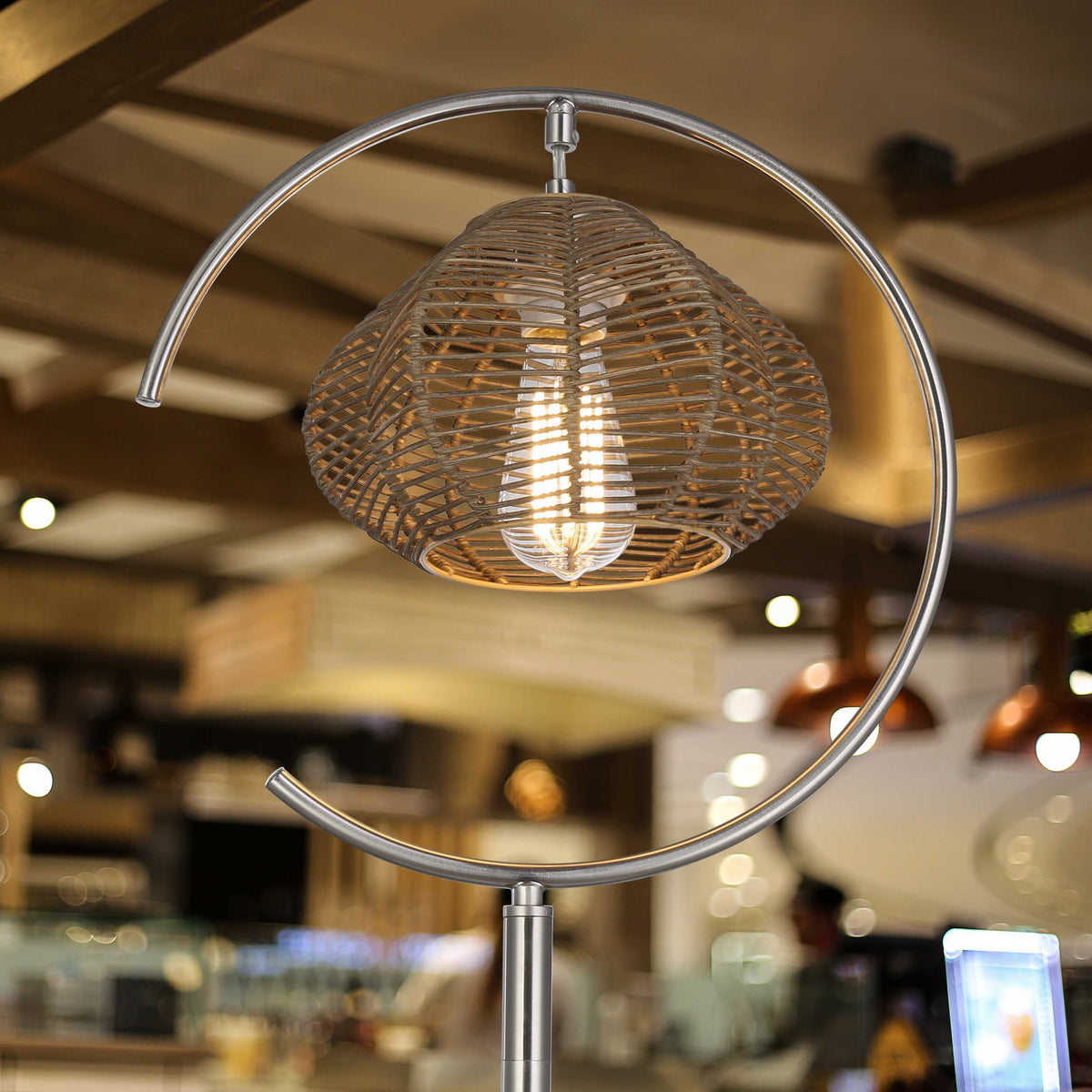 River of Goods Floor lamp with Rattan shade