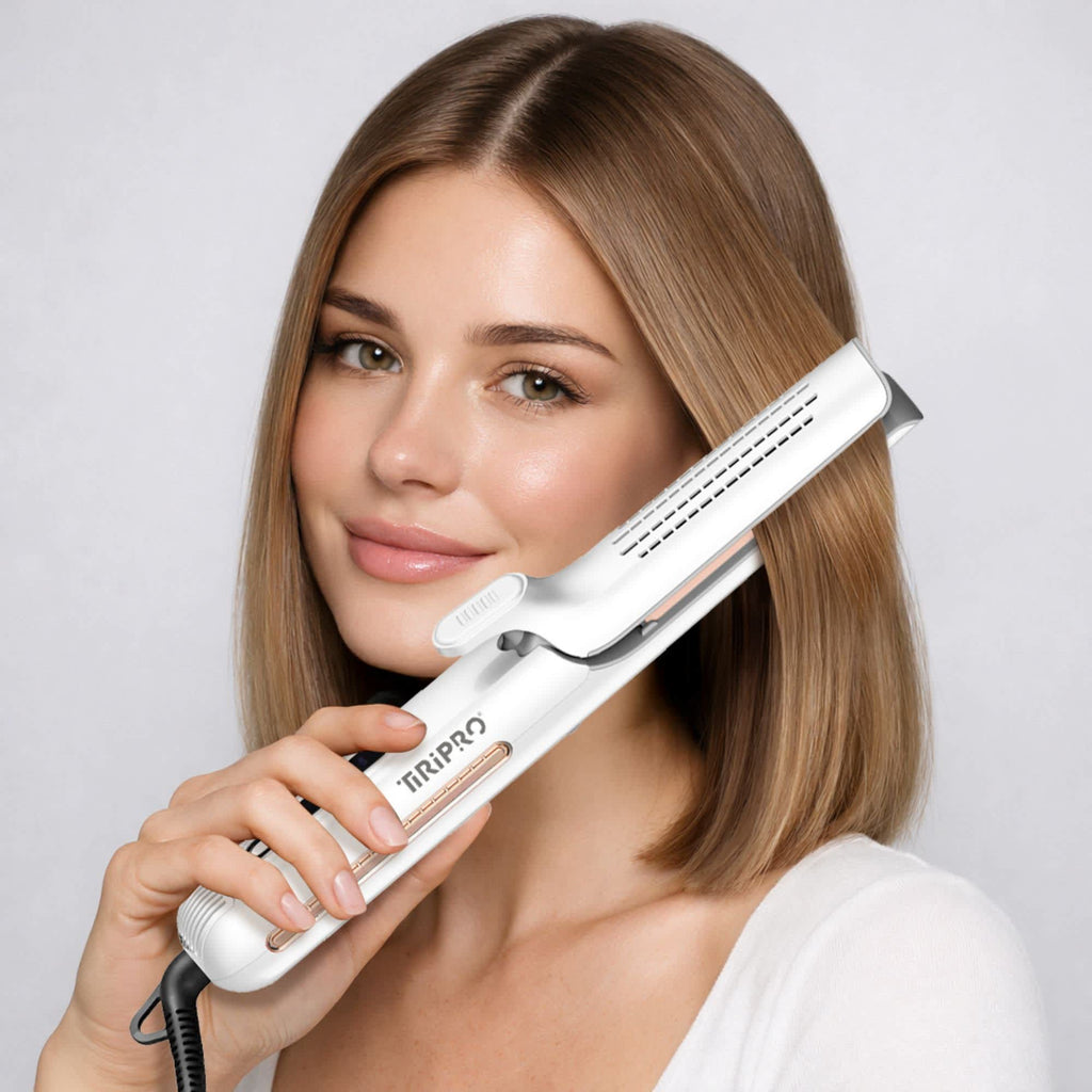 TIRI-PRO - 2-in-1 Air Styler Flat Iron & Curling Tool with Infrared Heat & Tourmaline Plates