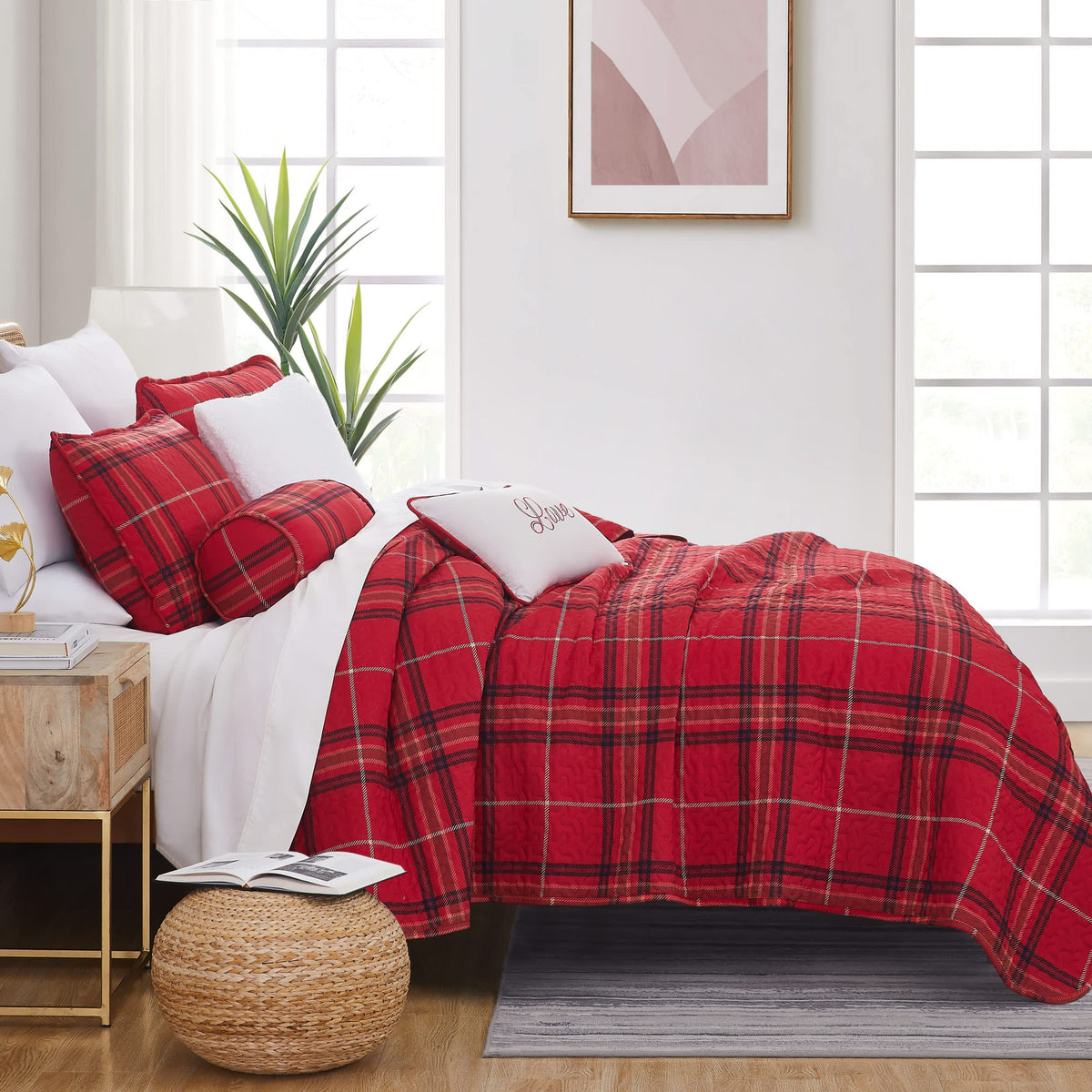 Southshore Fine Linens Vilano Plaid 6PC Quilt Set