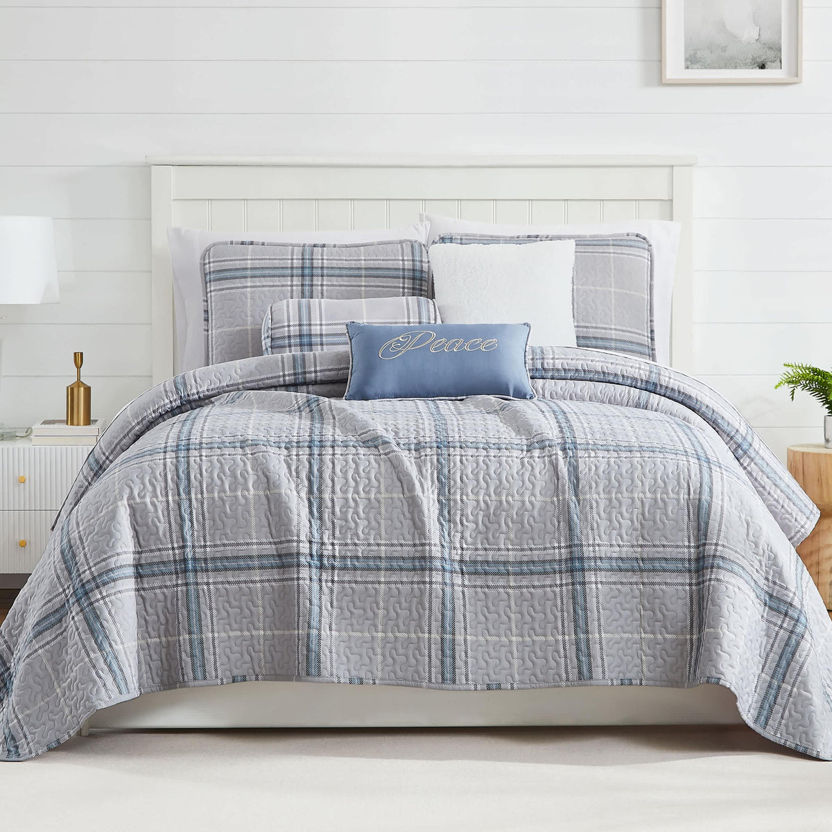 Southshore Fine Linens Vilano Plaid 6PC Quilt Set