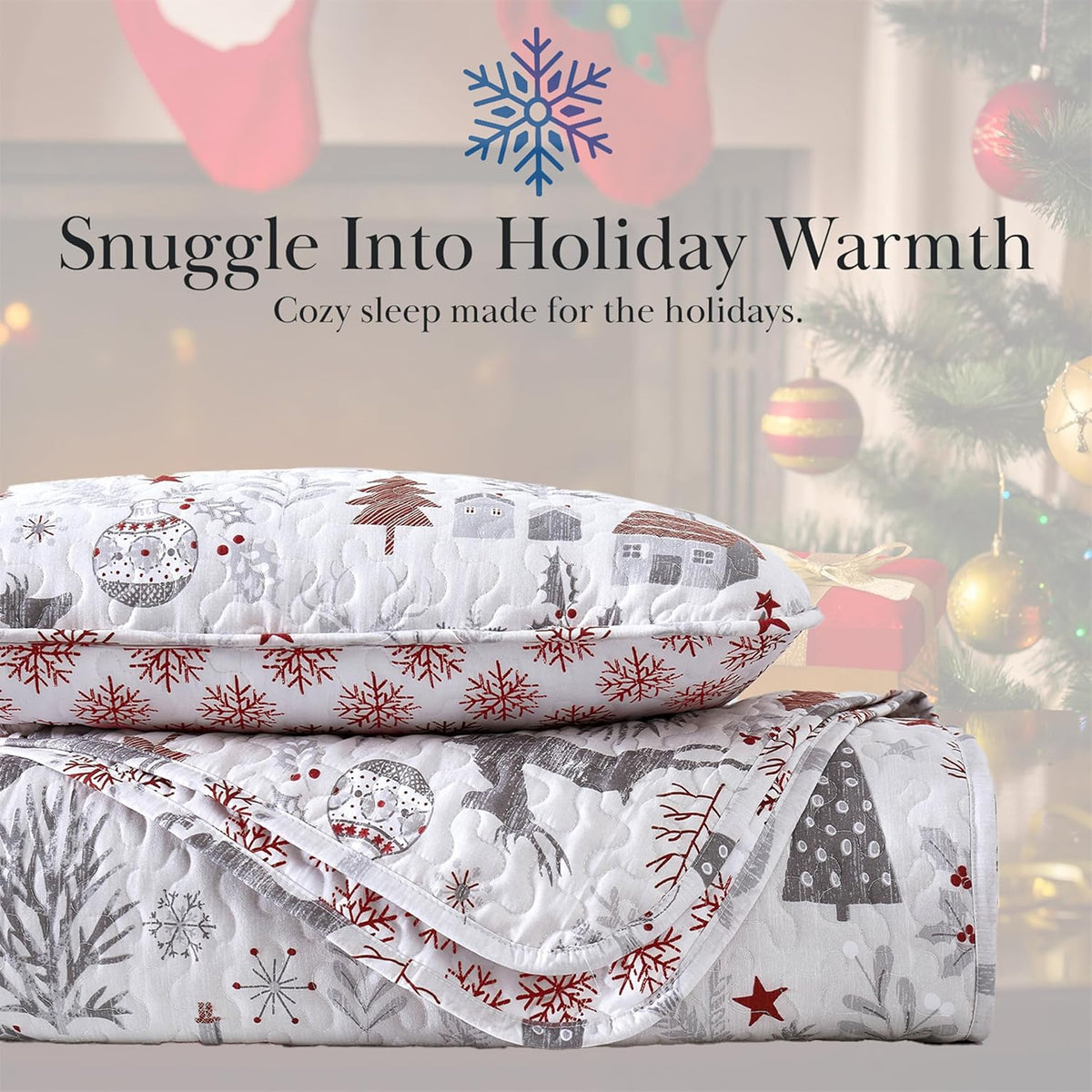Southshore Fine Linens Holly Jolly Lane Quilt Set