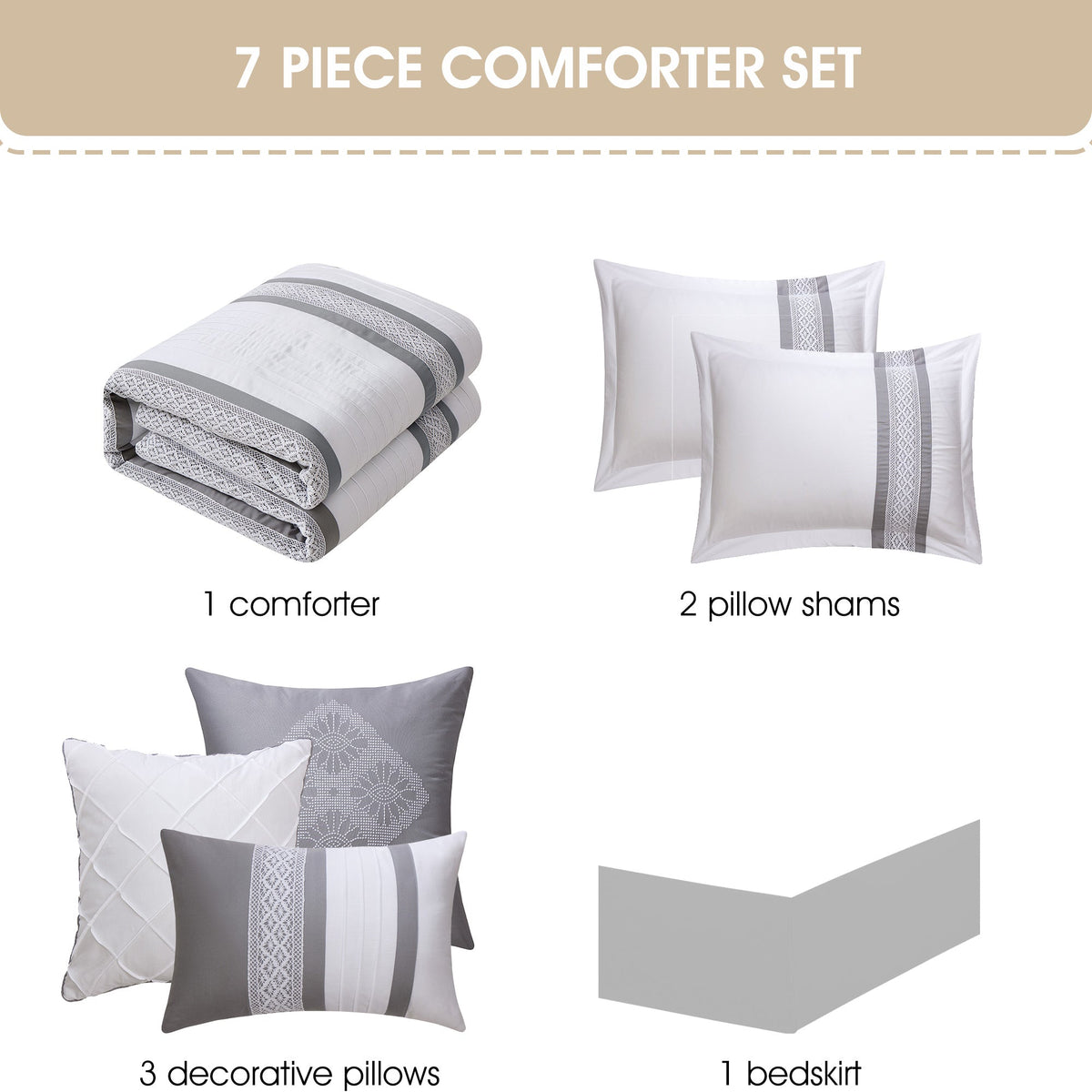 Nanshing Durango 7 Piece Microfiber Stripe Comforter Set