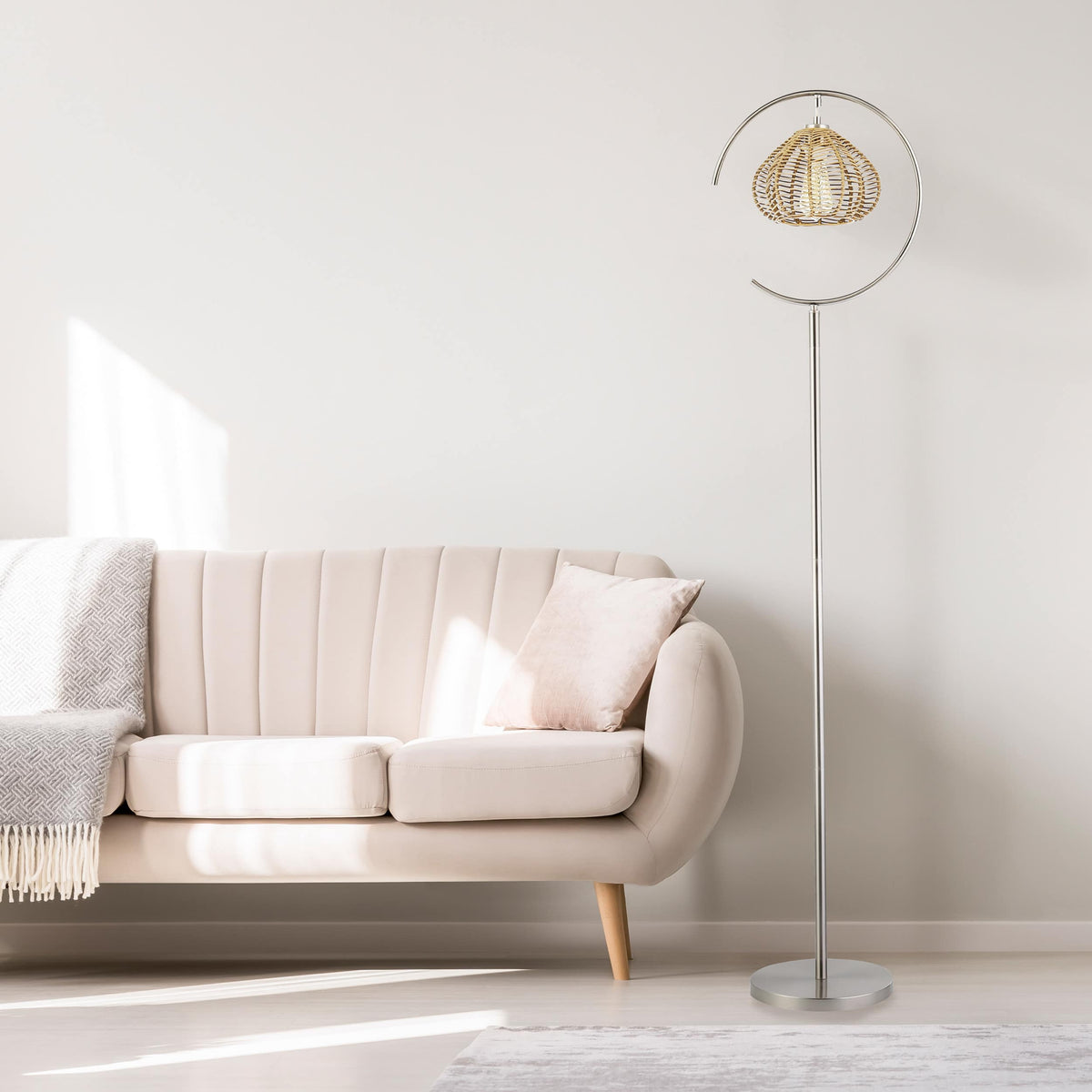 River of Goods Floor lamp with Rattan shade