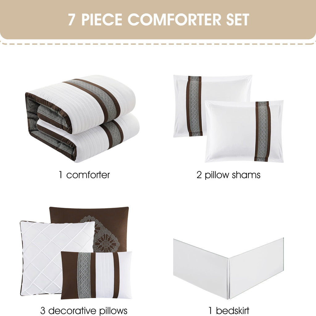 Nanshing Durango 7 Piece Microfiber Stripe Comforter Set