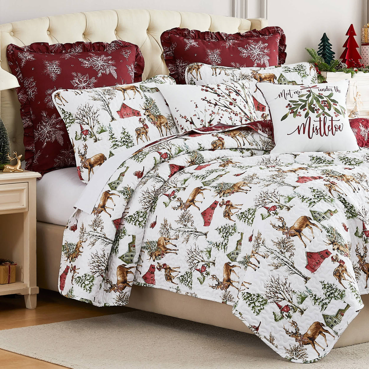 Southshore Fine Linens White Christmas 7-Piece Comforter Bedding Set