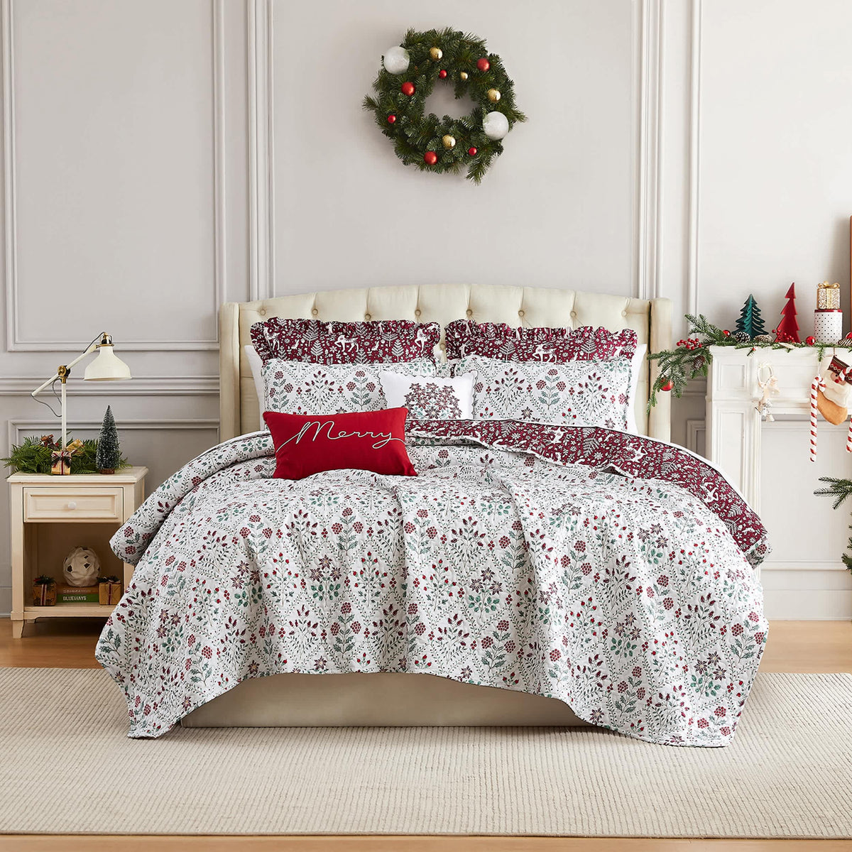 Southshore Fine Linens Holiday Harmony Oversized 7-Piece Quilt Set