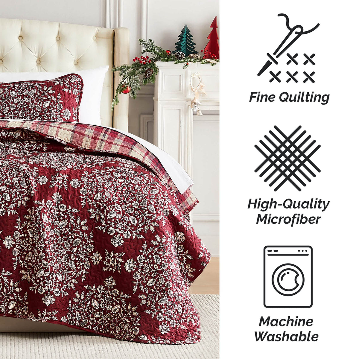 Southshore Fine Linens Christmas Carol Oversized Quilt Set