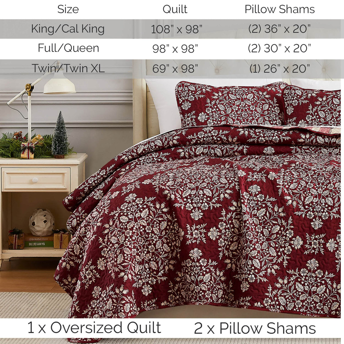 Southshore Fine Linens Christmas Carol Oversized Quilt Set