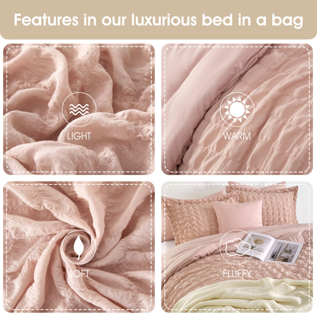 Nanshing Dolton Seersucker Microfiber Stiching 3 Piece Comforter Set