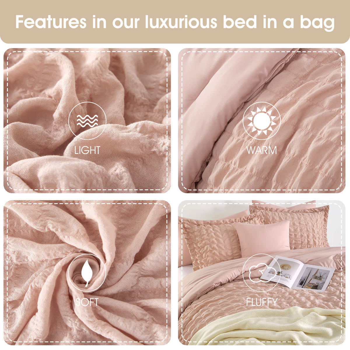 Nanshing Dolton Seersucker Microfiber Stiching 3 Piece Comforter Set