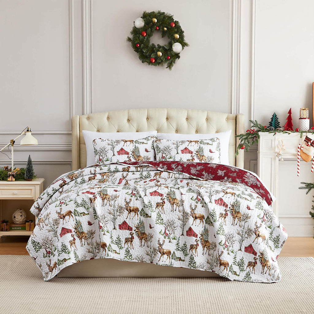 Southshore Fine Linens White Christmas Oversized Quilt Set