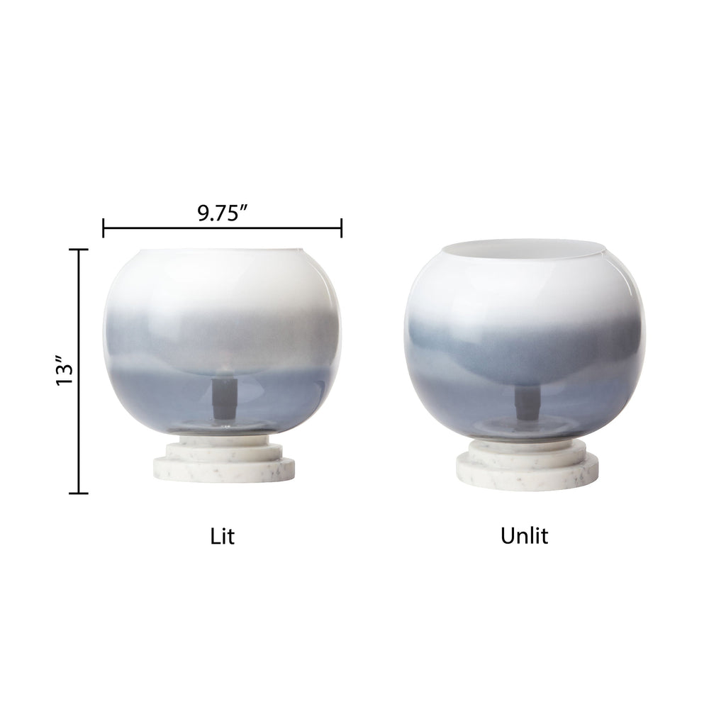River of Goods 13" H Emily White and Blue Ombre Stacked Base Globe Shade Accent Lamp