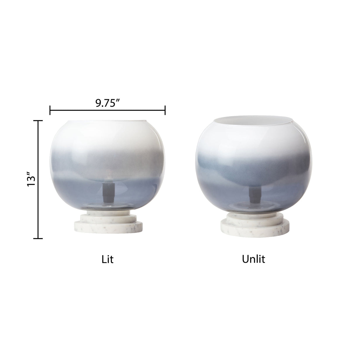 River of Goods 13" H Emily White and Blue Ombre Stacked Base Globe Shade Accent Lamp