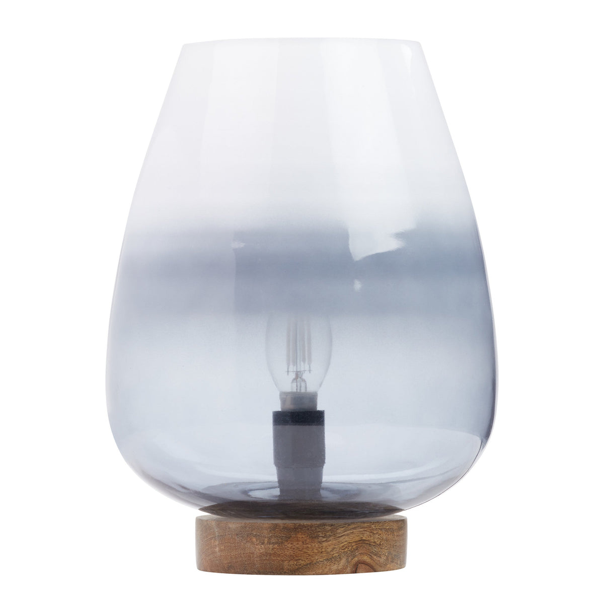 River of Goods 10.5" H Briggs Blue/White Ombre Globe-Like Shade Accent Lamp with a Mango Wood Block Base